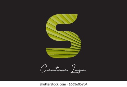 S Letter Logo with Palm Tree Leaf Pattern Design Vector Illustration.