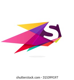 S letter logo with polygonal comet. 
