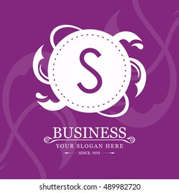 S Letter logo, Purple Monogram, line art logo design. Beautiful Boutique Logo Designs, Business sign, Restaurant, Royalty, Cafe, Hotel, Heraldic, Jewelry, Fashion, Wine. Vector illustration