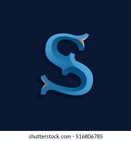S letter logo in retro marine style. Vintage decorative typeset for labels, posters etc.