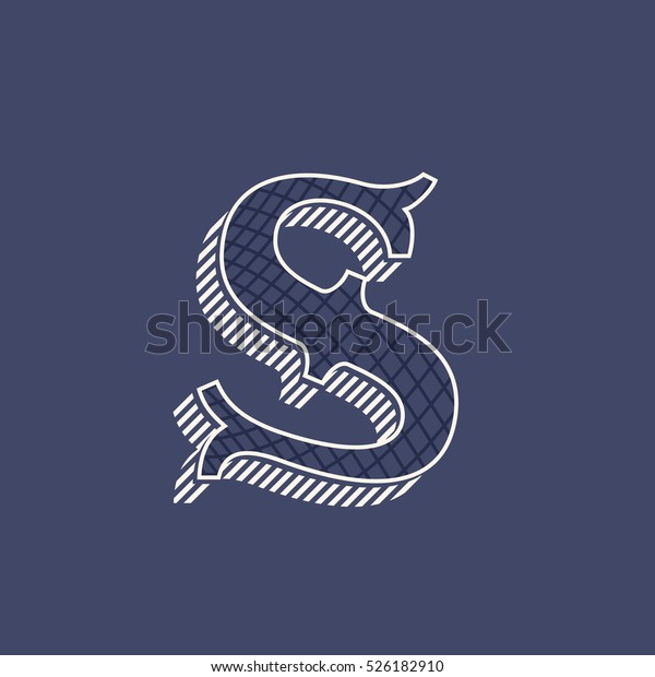 S\
letter logo in retro money style with line pattern and shadow. Slab\
serif type. Vintage vector font for labels and\
posters.