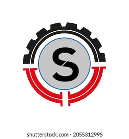 Logotipo de letra S con forma redonda Modelo vectorial de color negro	