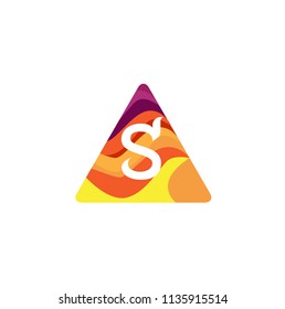 S Letter Logo With Rounded Triangle Background