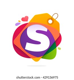 S Letter Logo With Sale Tag. 