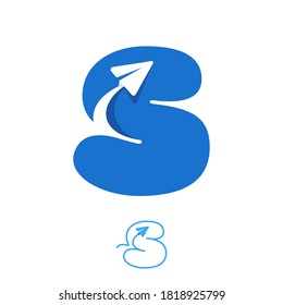 S letter logo set consisting of line and negative space paper plane icons. Designed for flight company advertising, travel sign, airways identity, etc.