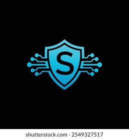 Logotipo S letter com escudo, modelo de design de logotipo de escudo S 