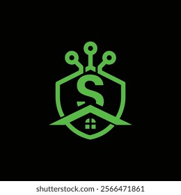 S letter Logo with Shield, S shield logo design template
