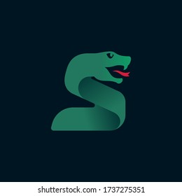 S letter logo with snake head silhouette. Vector font perfect for sport identity, danger posters and exotic company, etc.