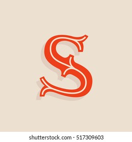 S letter logo in sport team university style. Slab serif retro typeface. Vector vintage typography for your posters, sportswear, club t-shirt, banner, etc.  