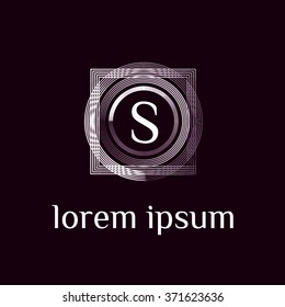 S letter logo with square border - vector (sign, symbol, icon, border)