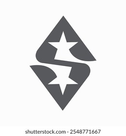 Logotipo da letra S com estrelas acima e abaixo, adequado para sua empresa