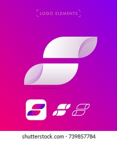 S letter logo template. Simple material design style. Application origami paper icon