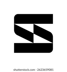 S letter logo vector black and white minimal emblem