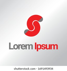 Diseño vectorial de logotipo de letra S con estilo de formas y concepto de medio círculo, a continuación temas de colores rojo y gris, concepto minimalista y diseño gráfico de estilo moderno, diseño de ilustración.