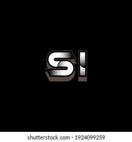 S I Buchstabe Logo, Vektordesign auf schwarzem Hintergrund. SI Monogramm