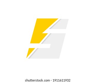 S letter logo, vector font with lightning flash power icon
