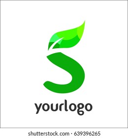 S Letter logo. Vector green alphabet set of eco letters logo with leaves