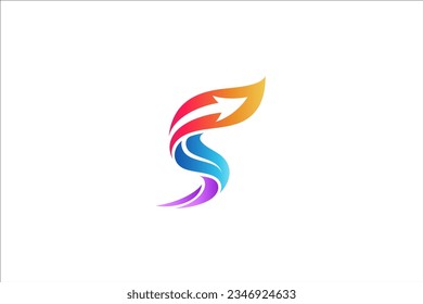 Ilustración vectorial del logotipo de la letra S con una flecha en su interior