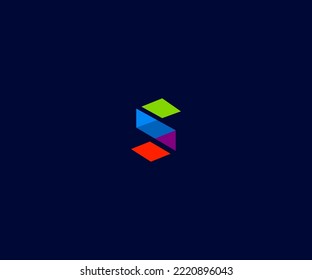 Símbolo de monograma abstracto de plantilla de vectores de logotipo S. Usable para el deporte de negocios, la tecnología, la moda, el logotipo digital y creativo futuro