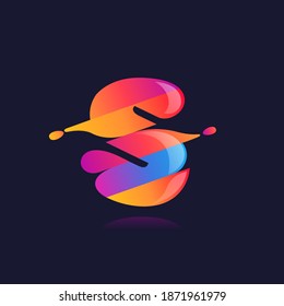 S letter logo and vibrant wave gradient shift  Vector font perfect to use in any disco labels  dj cards  nightlife posters  expressive identity  etc 
