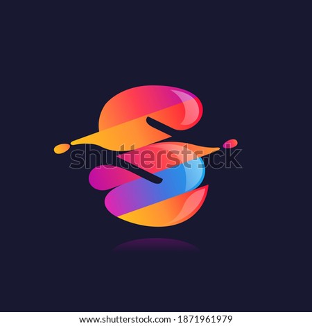 S letter logo with vibrant wave gradient shift. Vector font perfect to use in any disco labels, dj cards, nightlife posters, expressive identity, etc.