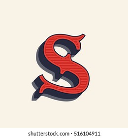 S letter logo in vintage western style. Vector font for labels, posters etc.