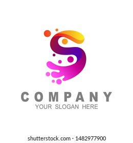 S letter logo, letter s logo with water design illustration, swoosh icon, 3d logo 