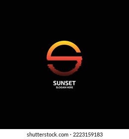 S Letter Logo with Water Effect and Sunset Gradient Vector Design