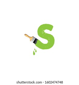 S letter logo with white background.Painting letter logo.