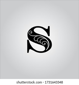 S letter logo with white background.S letter icon.Black letter design.