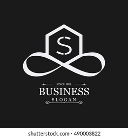 S Letter logo, White Emblem, line art logo design. Beautiful Boutique Logo Designs, Business sign, Restaurant, Royalty, Cafe, Hotel, Heraldic, Jewelry, Fashion, Wine. Vector illustration