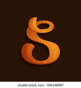 S letter logo with wood texture. Vector elements for ecology poster, t-shirts and cards.