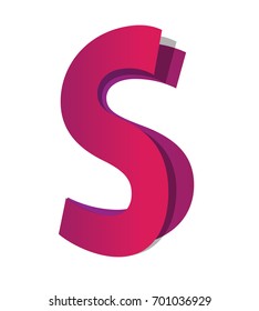 S letter logotype. Red gradient with shadow. Vector illustration. Light background. Eps10.