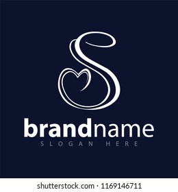 S letter love logo icon vector template