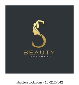 S Letter Luxury Beauty Face Logo Design Vector