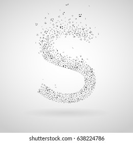 S letter made from floating notes.