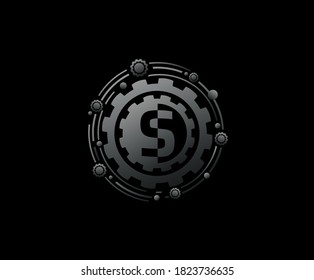 S Letter Metar Gear Icon Design Perfect for automotive, machinery and  industrial logo.
