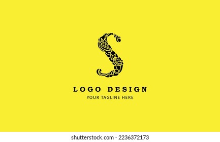 Letra S minimalista profesional creativo simple diseño de logotipo minimalista con plantilla amarilla