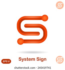 S letter - modern system concept sign, 2d & 3d illustration, isolated, vector, eps 8