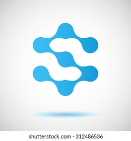 S letter - molecule logo conception, 2d flat vector, eps 10