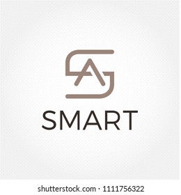 S & A letter monogram logo. Typography line web logo stamp