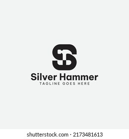 S letter with negative space hammer, Repair, Renovation and Construction Logo Design