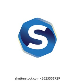S letter on a octagon shape vector logo design. Logo huruf S dalam bentuk segi delapan.