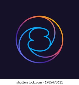 S letter one line colorful logo. Circle multicolored vector icon for your social network app, fun avatar or corporate identity.