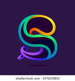 S letter one line rainbow colors logo. Font style, vector design template elements for your application or corporate identity.
