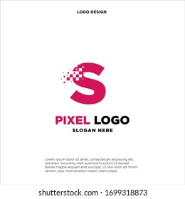 S Letter pixel logo design modern template