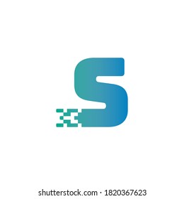 S Letter Pixel Media Technology Logo Design Template