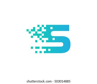 S Letter Pixel Motion Logo Design Template 