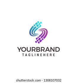 S Letter Pixel Multiply Colorful Logo Design Template