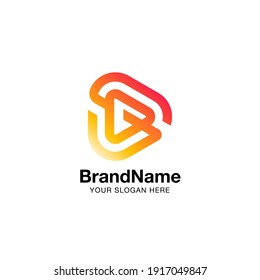 S Letter with Play Button, Video Multimedia Logo Vector Design